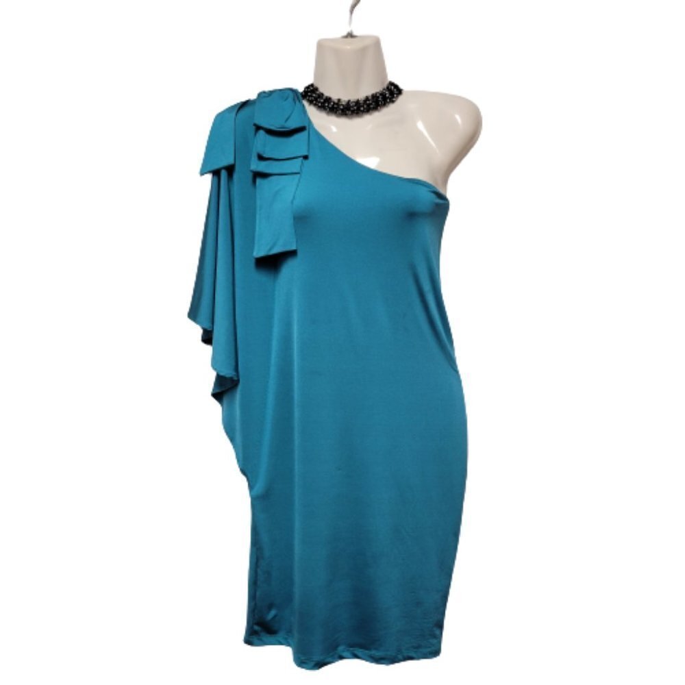 Blue Dress, Blue One Shoulder Dress Size M